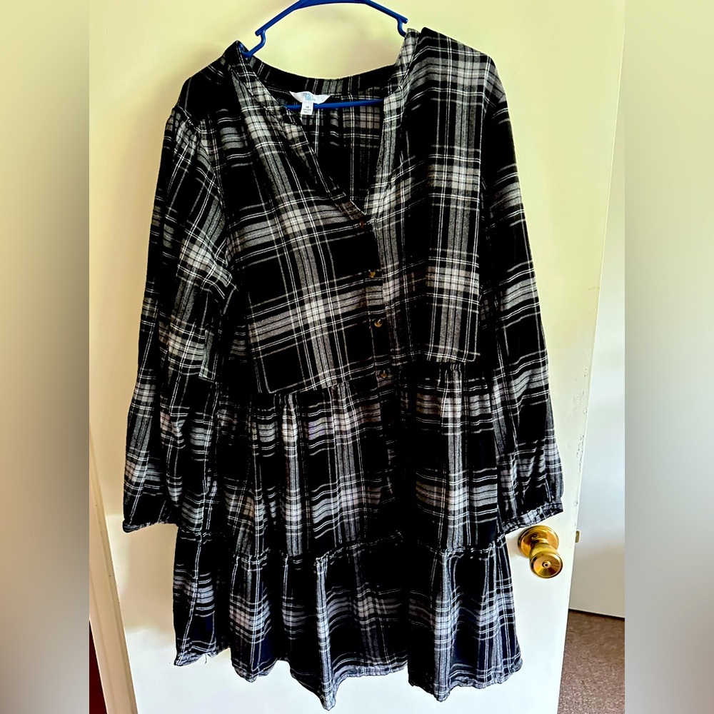 Time and True black flannel dress